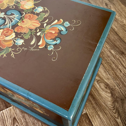 Hand-Painted Scandinavian Folk Art Chest - Signed