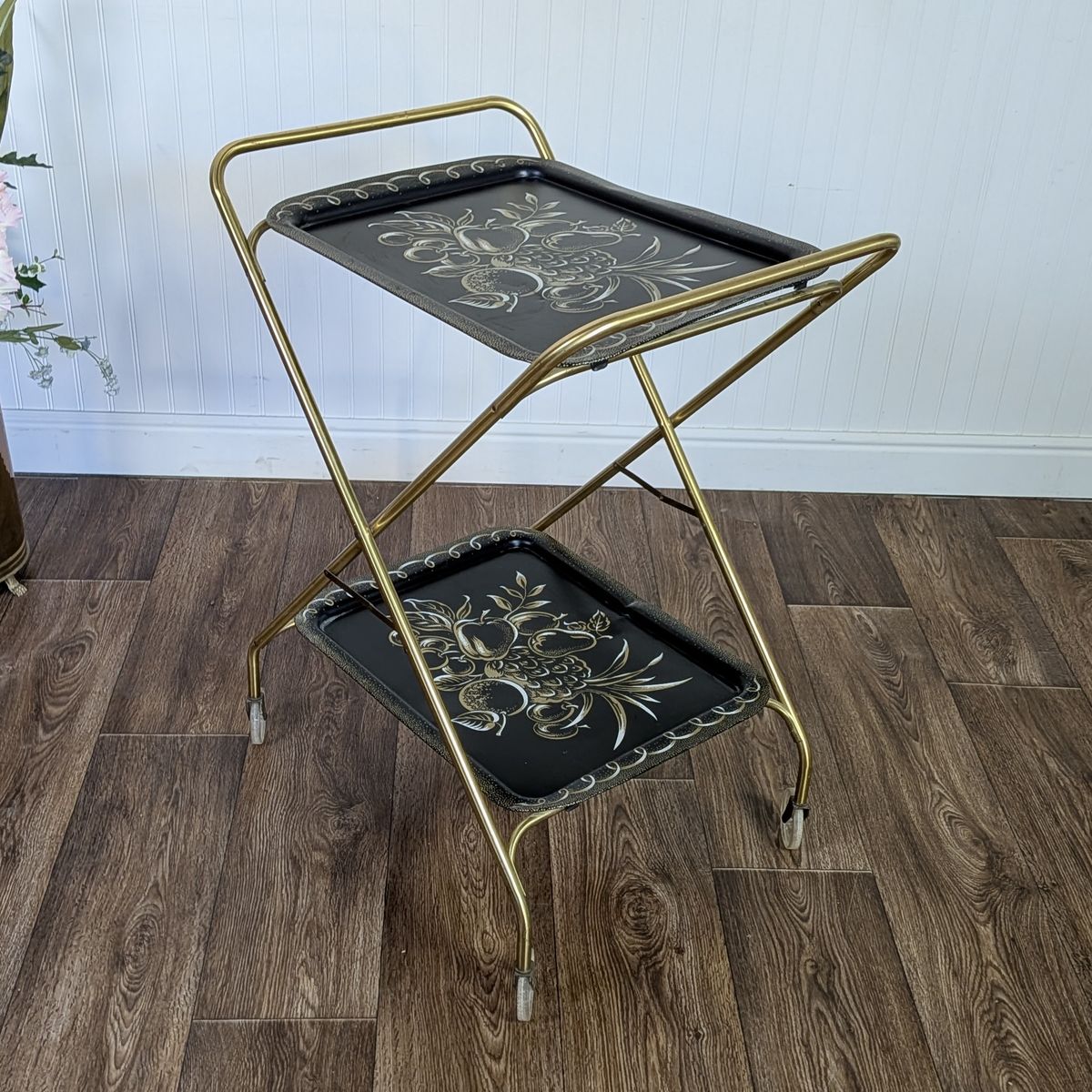 Vintage Hollywood Regency Caldak Folding Bar or Tea Cart