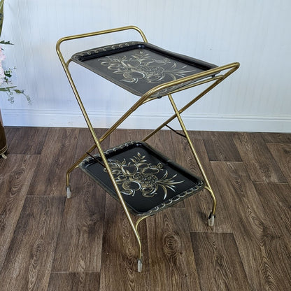 Vintage Hollywood Regency Caldak Folding Bar or Tea Cart