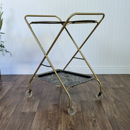 Vintage Hollywood Regency Caldak Folding Bar or Tea Cart