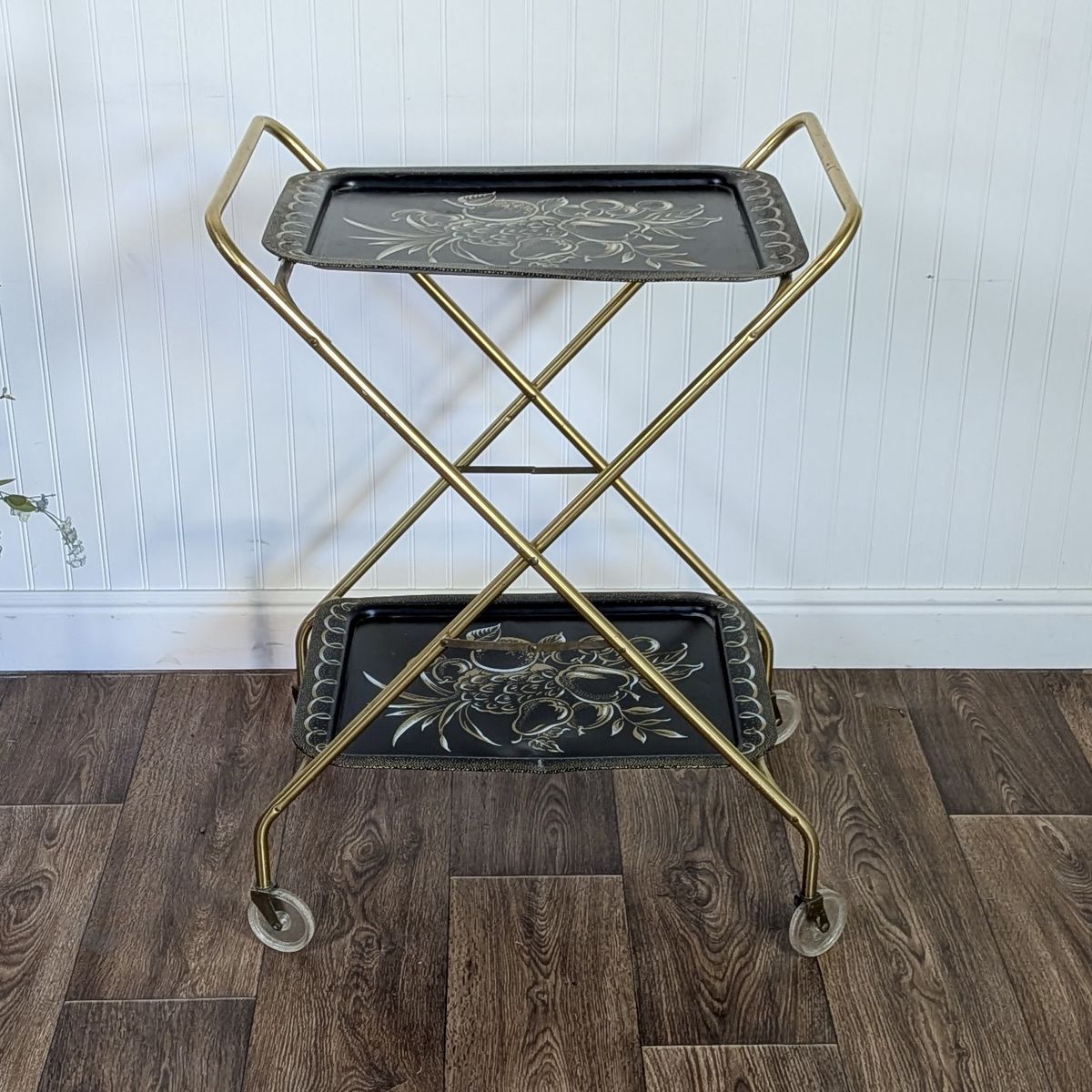 Vintage Hollywood Regency Caldak Folding Bar or Tea Cart