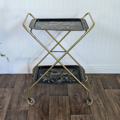 Vintage Hollywood Regency Caldak Folding Bar or Tea Cart