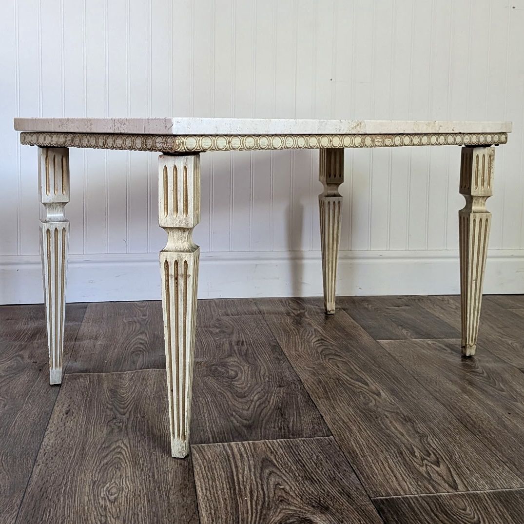 Hollywood Regency Vintage Travertine Side Table