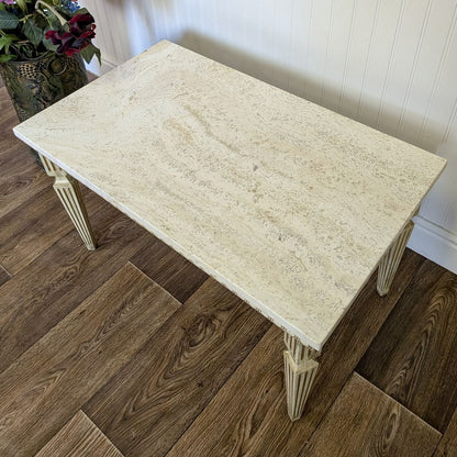 Hollywood Regency Vintage Travertine Side Table