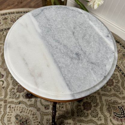 Marble Top Pedestal Vintage Accent Table