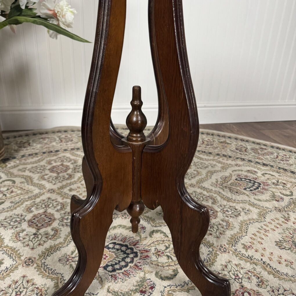 Marble Top Pedestal Vintage Accent Table