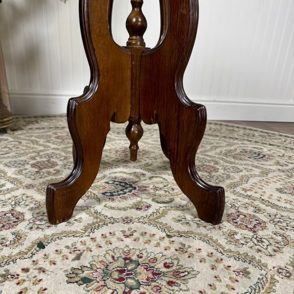Marble Top Pedestal Vintage Accent Table