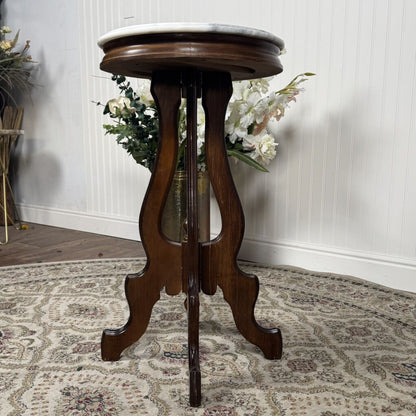 Marble Top Pedestal Vintage Accent Table
