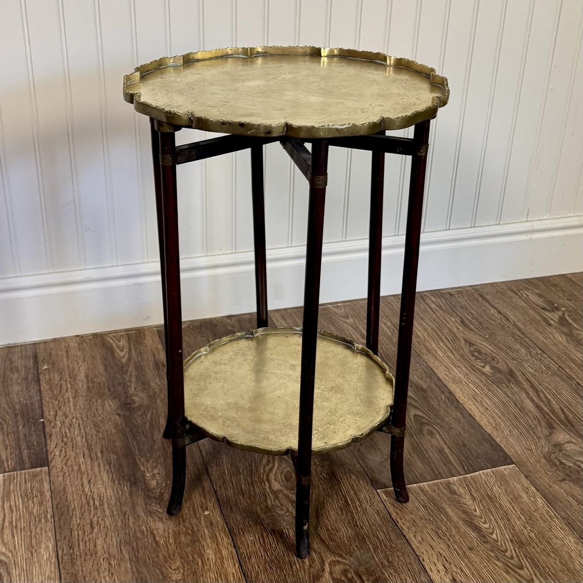 Mid-Century Chinese Engraved Brass Tray Table