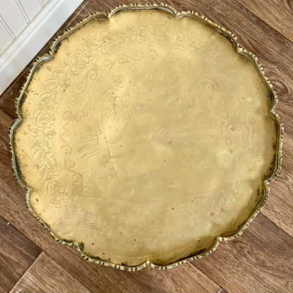 Mid-Century Chinese Engraved Brass Tray Table