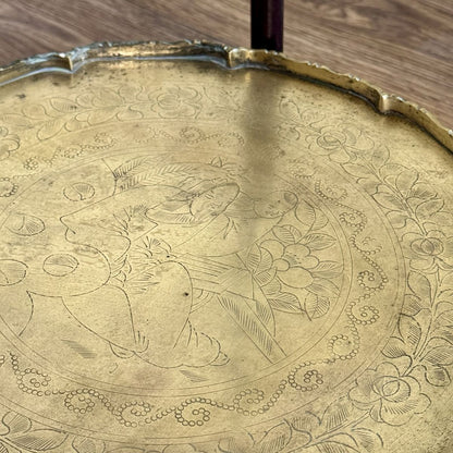 Mid-Century Chinese Engraved Brass Tray Table