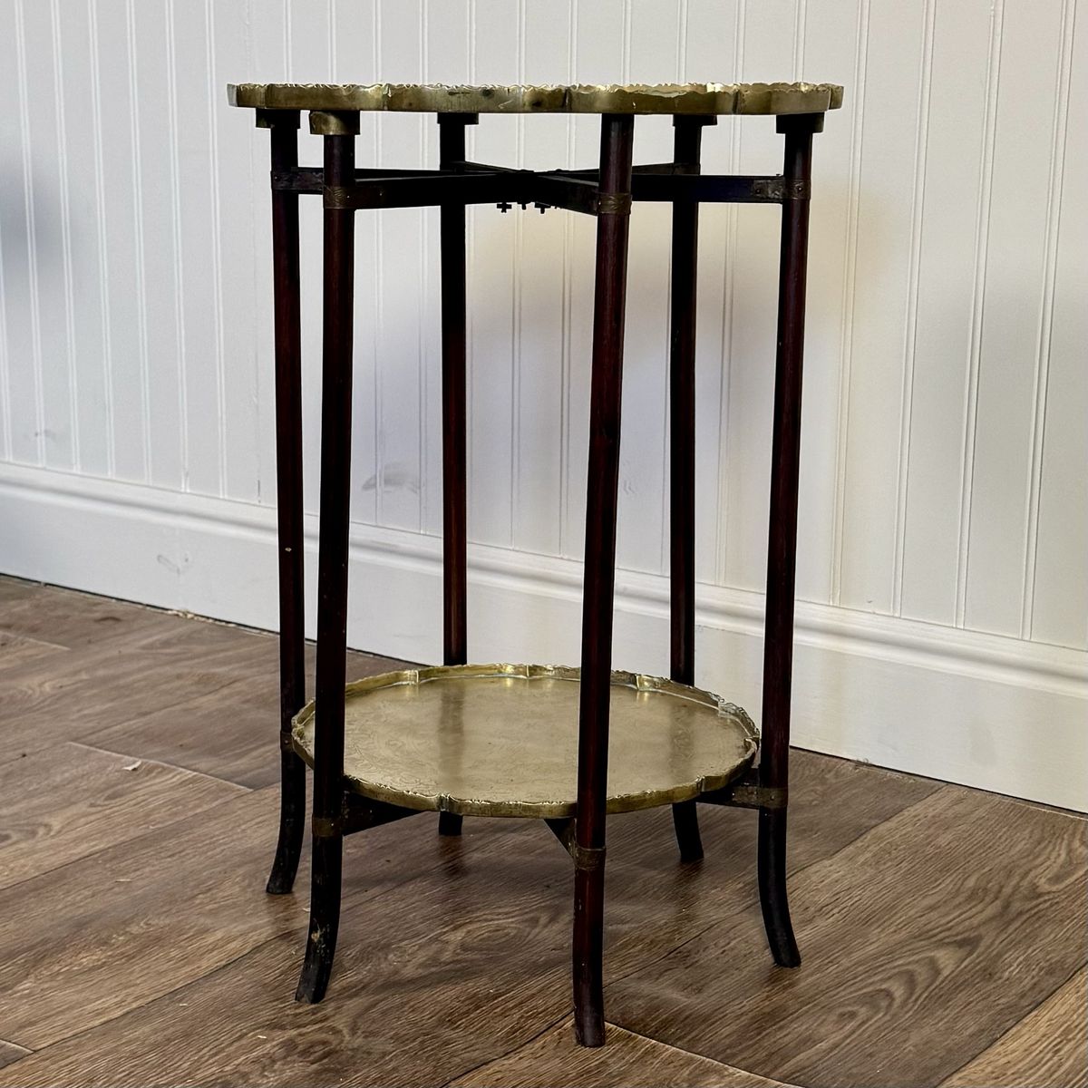 Mid-Century Chinese Engraved Brass Tray Table