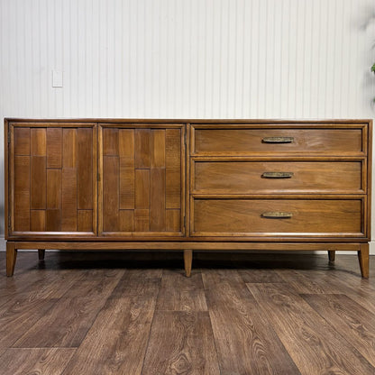 Mid-Century Modern Brutalist-Style Walnut Kroehler Custom Crafter Lowboy Dresser