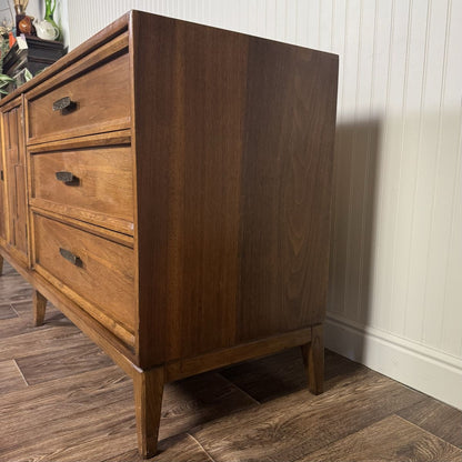 Mid-Century Modern Brutalist-Style Walnut Kroehler Custom Crafter Lowboy Dresser