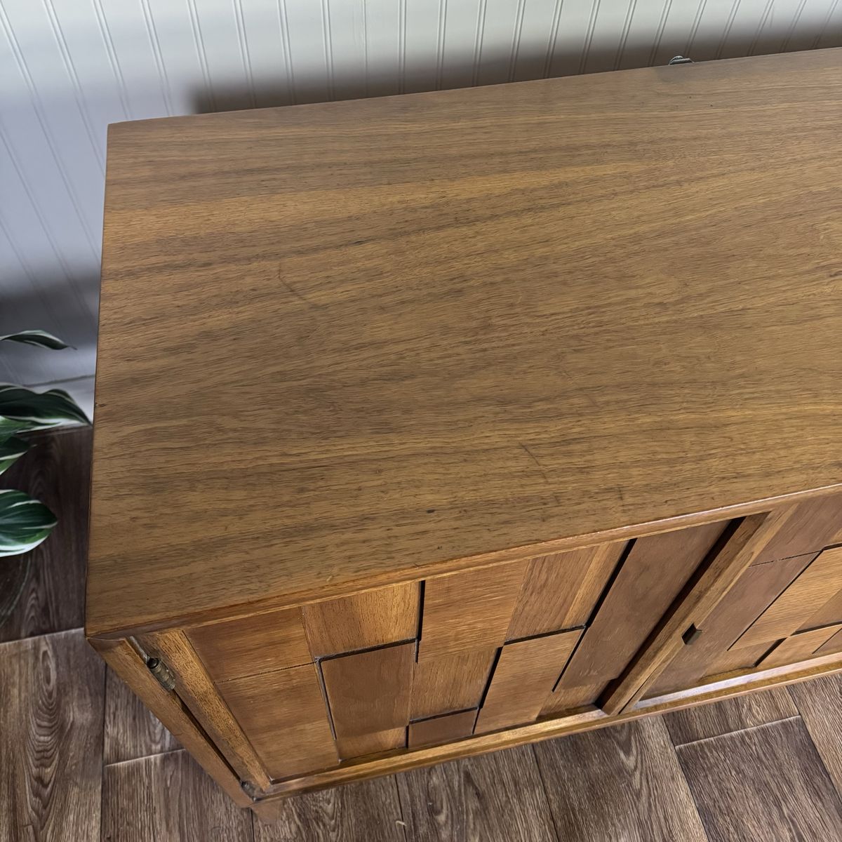 Mid-Century Modern Brutalist-Style Walnut Kroehler Custom Crafter Lowboy Dresser