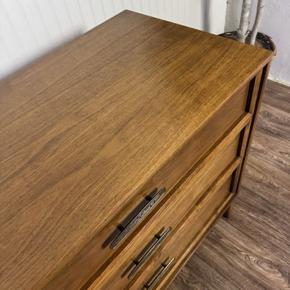 Mid-Century Modern Brutalist-Style Walnut Kroehler Custom Crafter Lowboy Dresser