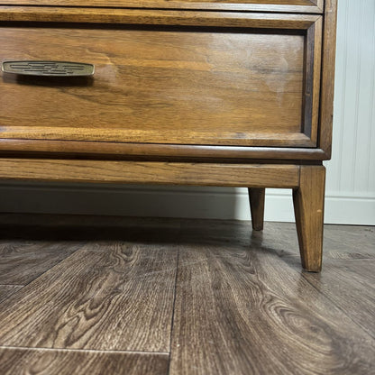 Mid-Century Modern Brutalist-Style Walnut Kroehler Custom Crafter Lowboy Dresser