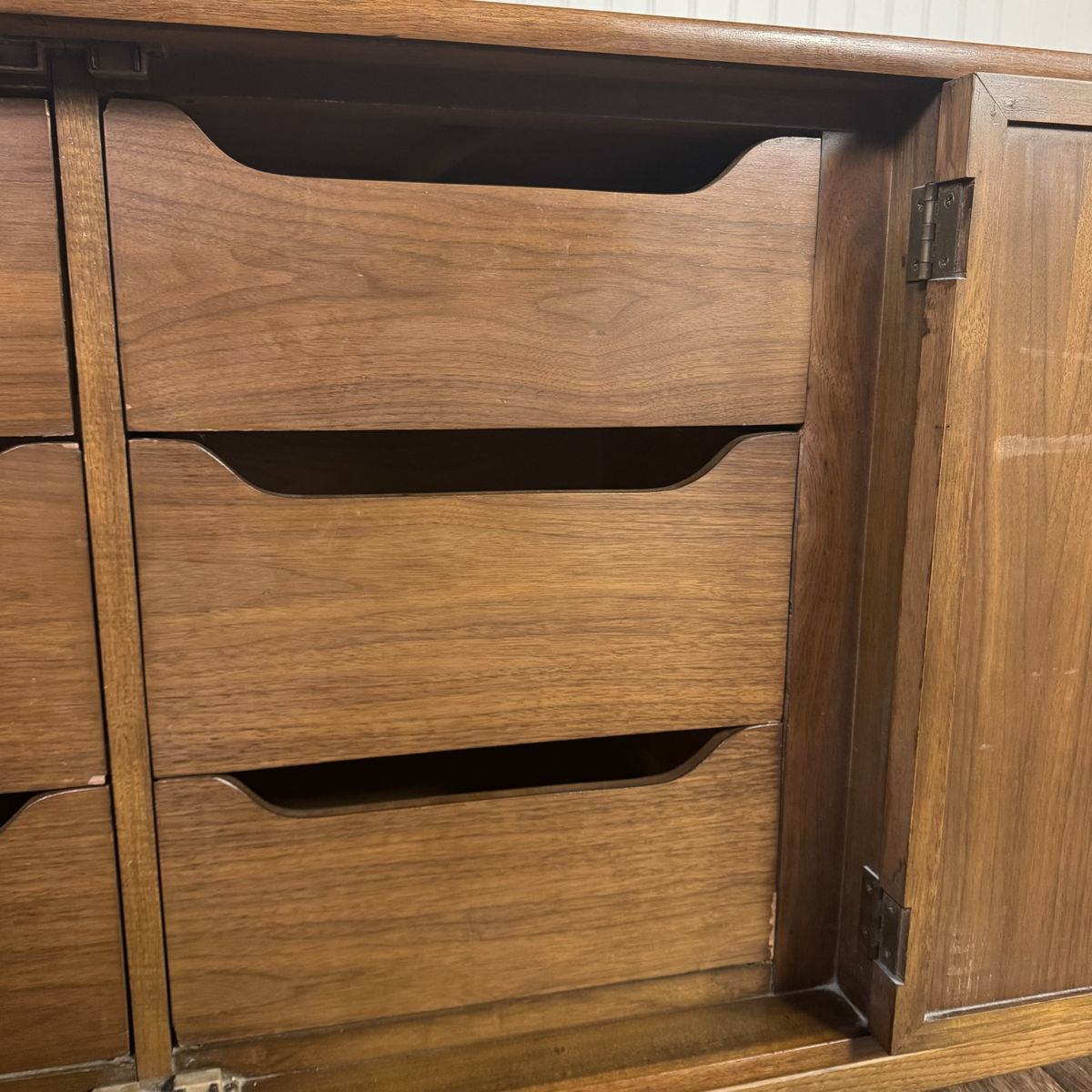 Mid-Century Modern Brutalist-Style Walnut Kroehler Custom Crafter Lowboy Dresser