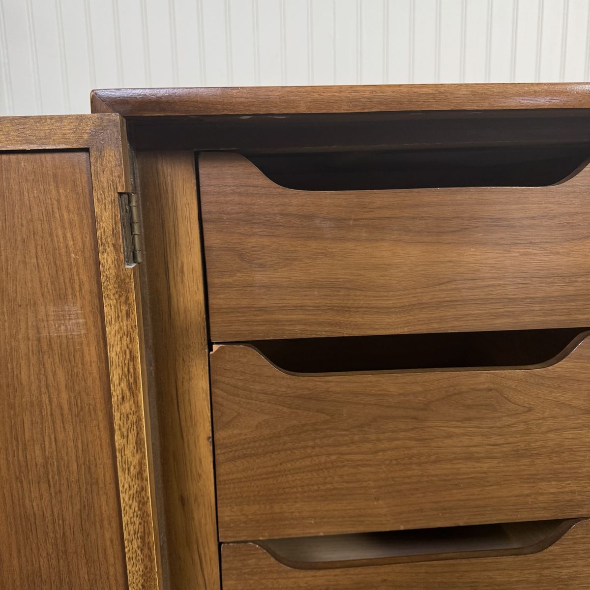 Mid-Century Modern Brutalist-Style Walnut Kroehler Custom Crafter Lowboy Dresser