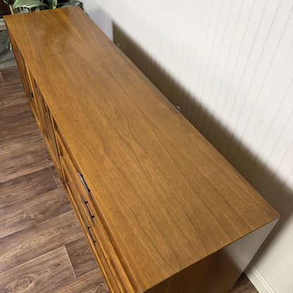 Mid-Century Modern Brutalist-Style Walnut Kroehler Custom Crafter Lowboy Dresser