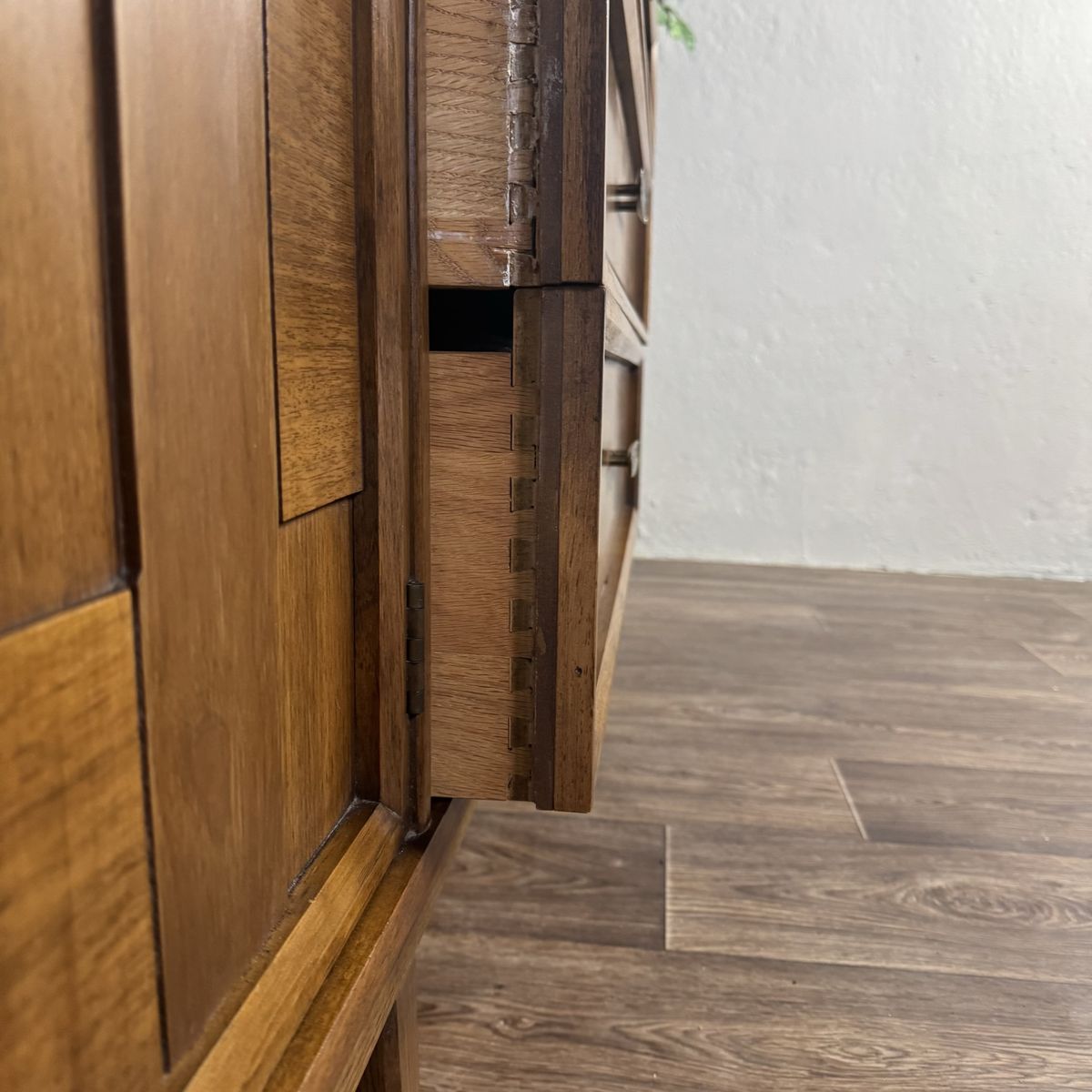 Mid-Century Modern Brutalist-Style Walnut Kroehler Custom Crafter Lowboy Dresser