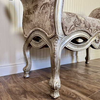 Ornate Rococo Revival Silver Gilt Bench / Settee