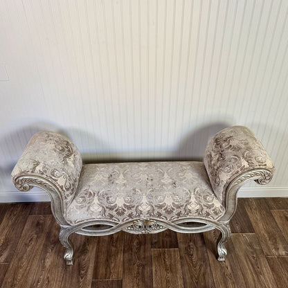 Ornate Rococo Revival Silver Gilt Bench / Settee