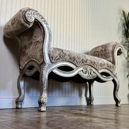 Ornate Rococo Revival Silver Gilt Bench / Settee