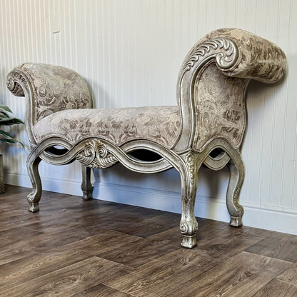 Ornate Rococo Revival Silver Gilt Bench / Settee