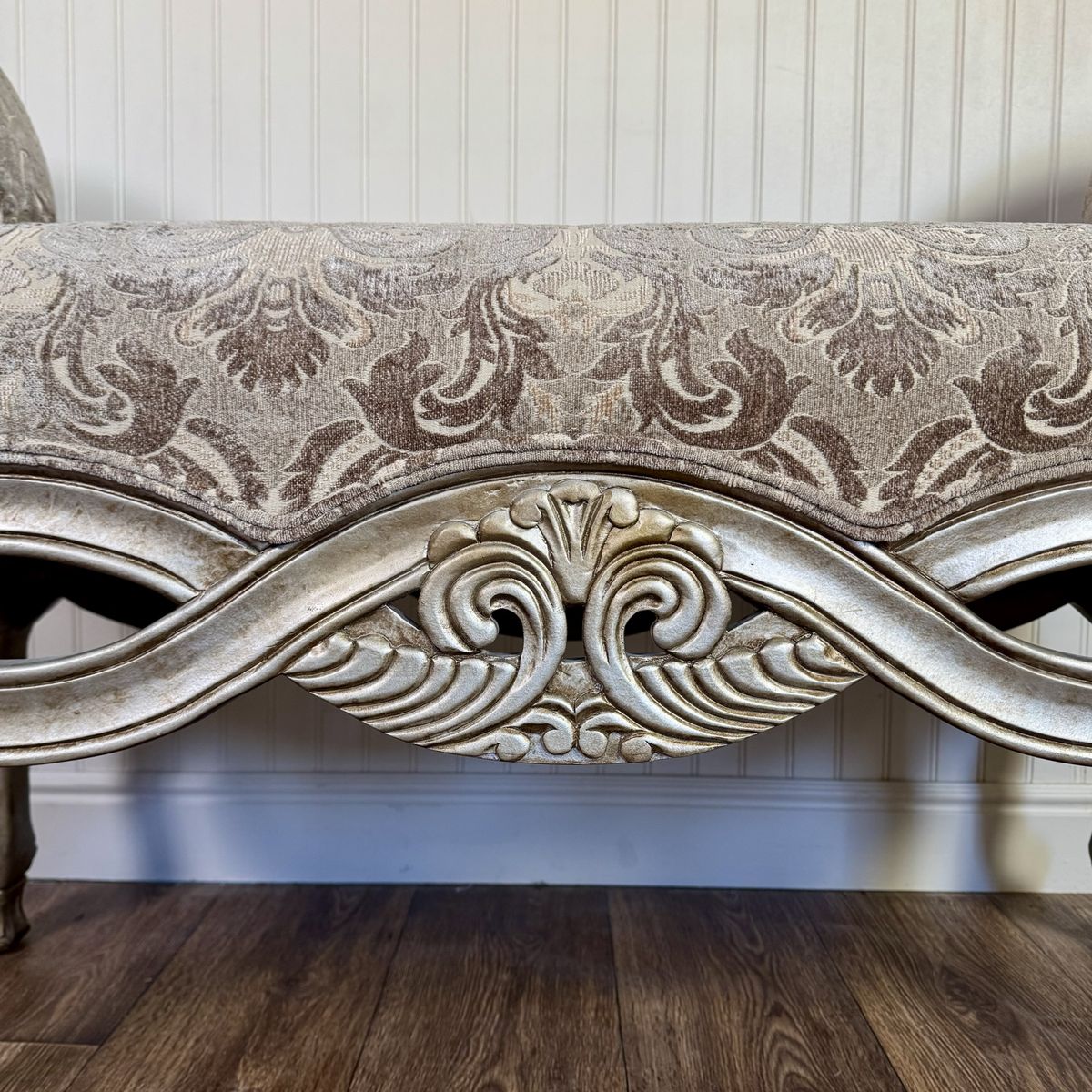 Ornate Rococo Revival Silver Gilt Bench / Settee