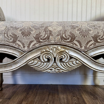 Ornate Rococo Revival Silver Gilt Bench / Settee