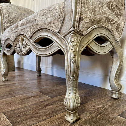 Ornate Rococo Revival Silver Gilt Bench / Settee