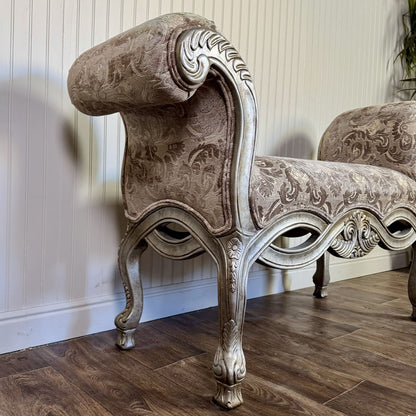 Ornate Rococo Revival Silver Gilt Bench / Settee