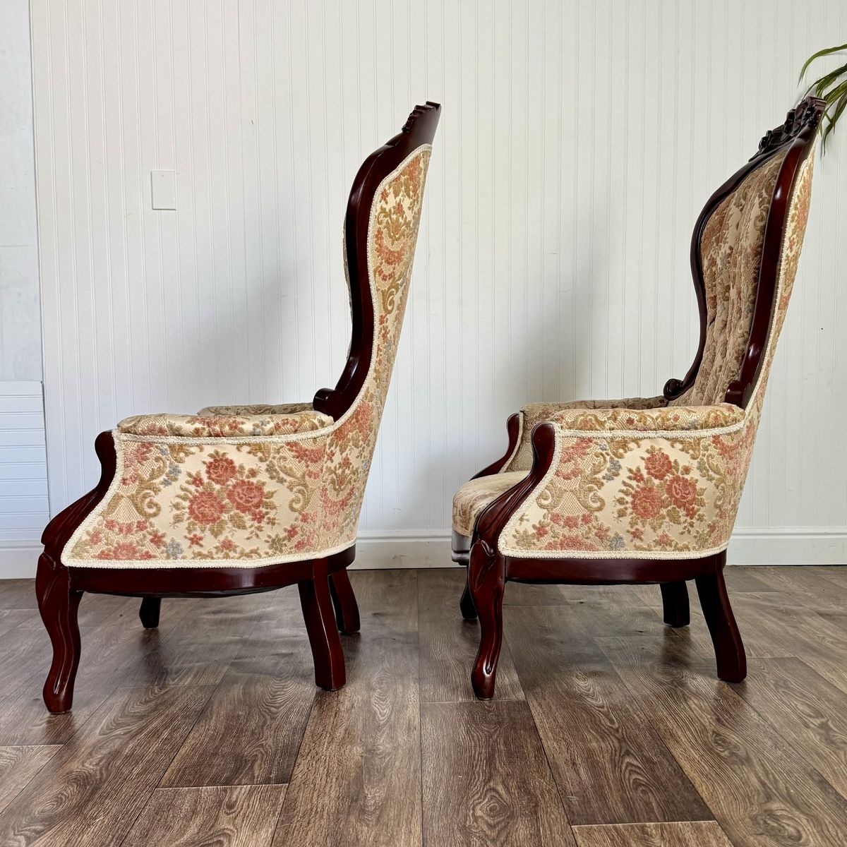 Pair of Vintage Victorian Revival / French-Inspired Statement Chairs