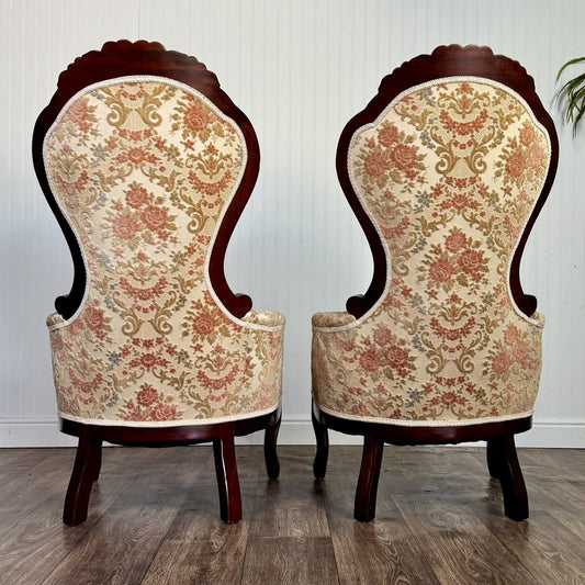 Pair of Vintage Victorian Revival / French-Inspired Statement Chairs