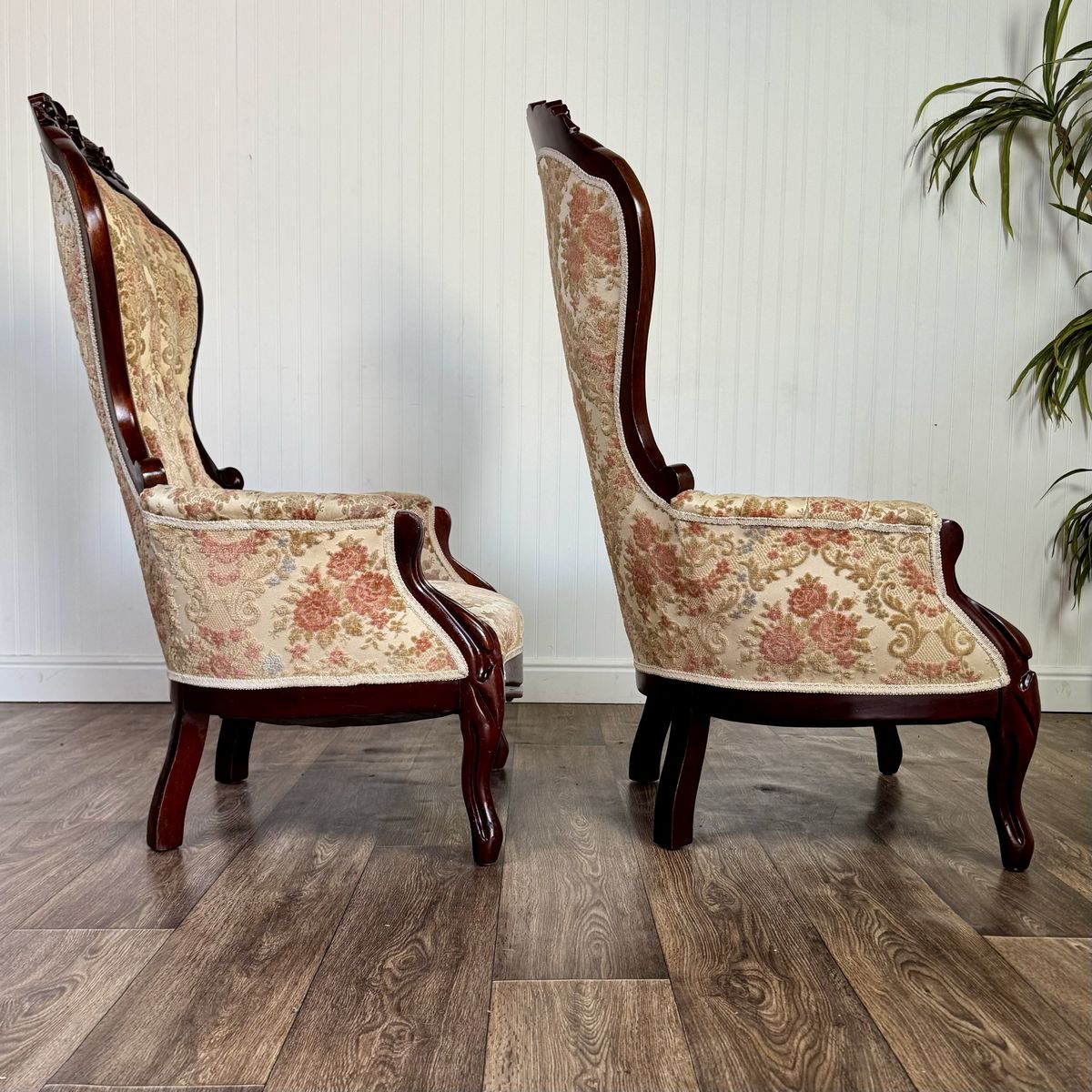 Pair of Vintage Victorian Revival / French-Inspired Statement Chairs
