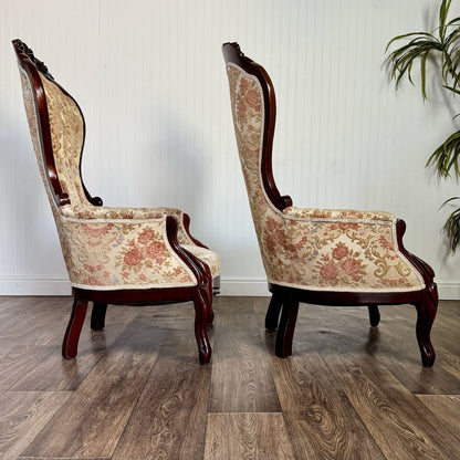 Pair of Vintage Victorian Revival / French-Inspired Statement Chairs
