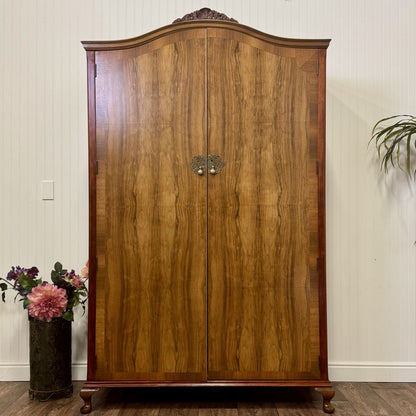 Vintage English  Denby & Spinks Walnut Wardrobe / Armoire