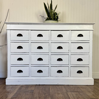 Vintage Apothecary-Style 16-Drawer Farmhouse Storage Cabinet