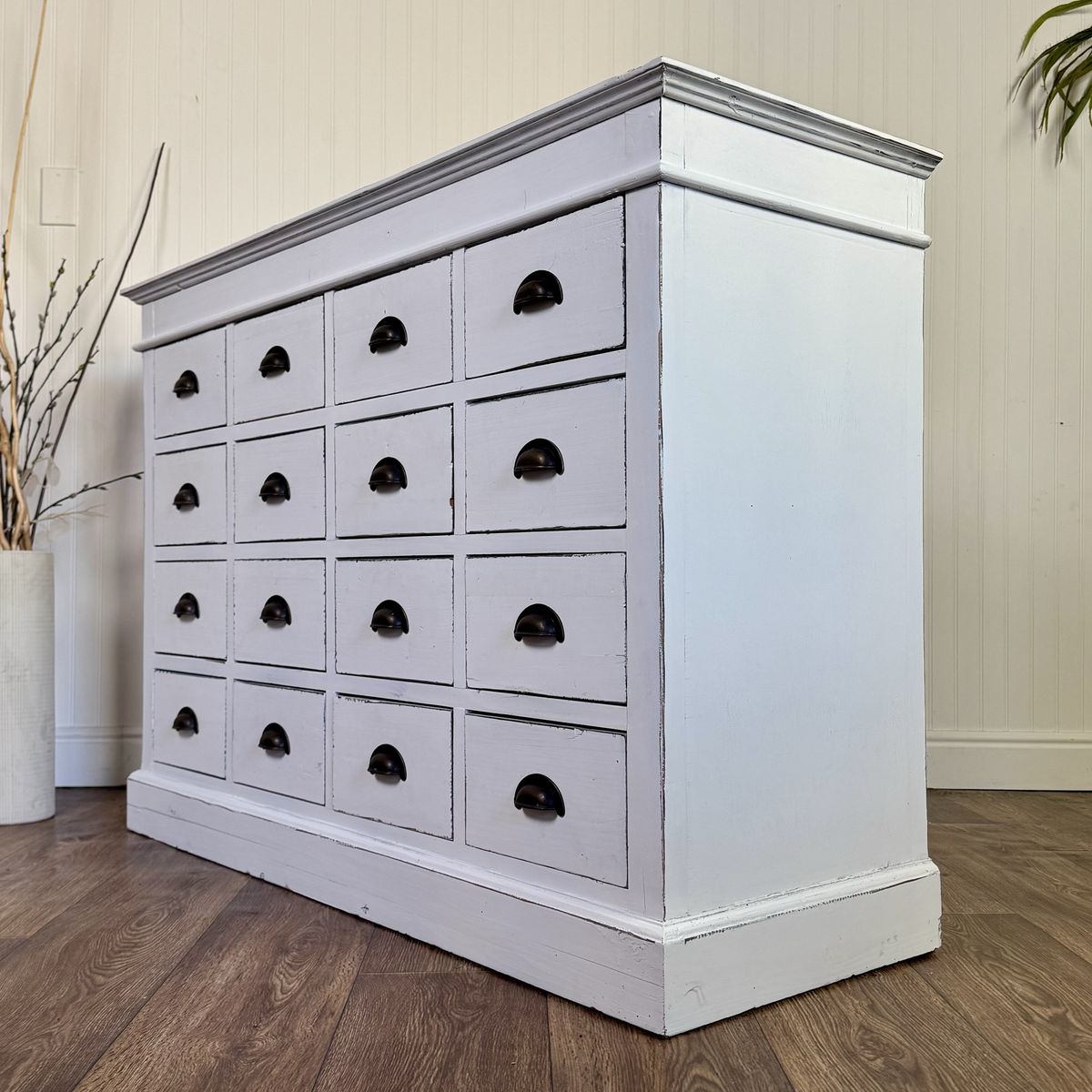 Vintage Apothecary-Style 16-Drawer Farmhouse Storage Cabinet