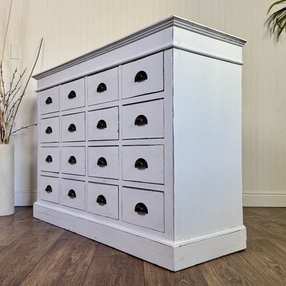 Vintage Apothecary-Style 16-Drawer Farmhouse Storage Cabinet