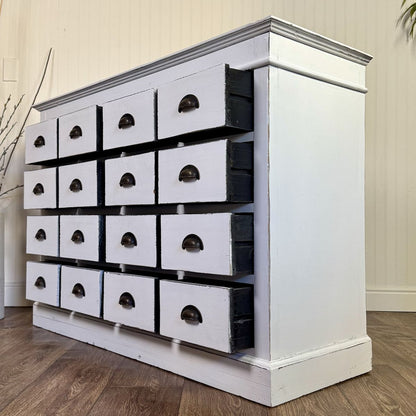 Vintage Apothecary-Style 16-Drawer Farmhouse Storage Cabinet