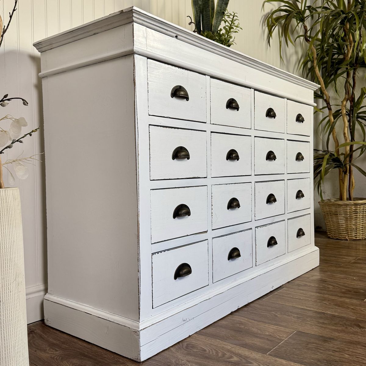 Vintage Apothecary-Style 16-Drawer Farmhouse Storage Cabinet