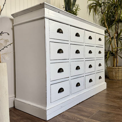 Vintage Apothecary-Style 16-Drawer Farmhouse Storage Cabinet