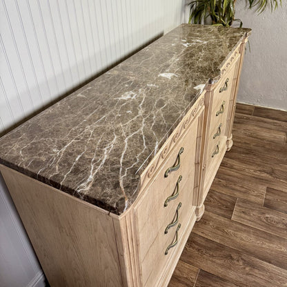 Vintage Bernhardt Neoclassical Revival Marble Top 8-Drawer Dresser
