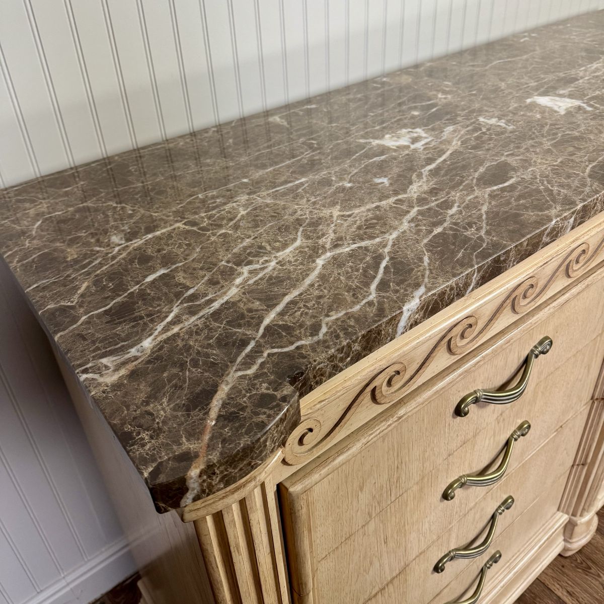Vintage Bernhardt Neoclassical Revival Marble Top 8-Drawer Dresser