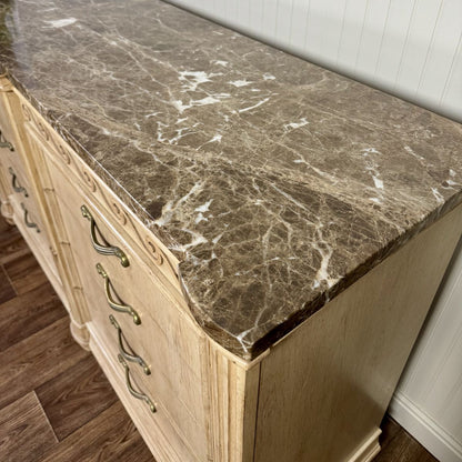 Vintage Bernhardt Neoclassical Revival Marble Top 8-Drawer Dresser