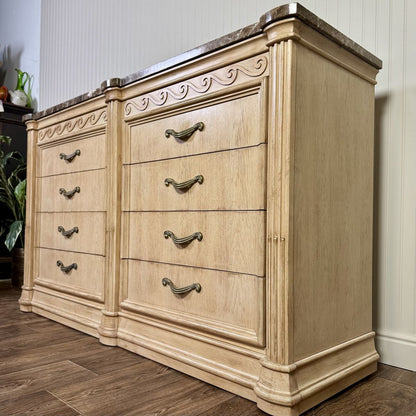Vintage Bernhardt Neoclassical Revival Marble Top 8-Drawer Dresser