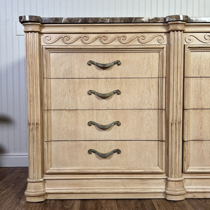 Vintage Bernhardt Neoclassical Revival Marble Top 8-Drawer Dresser