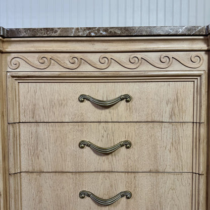 Vintage Bernhardt Neoclassical Revival Marble Top 8-Drawer Dresser